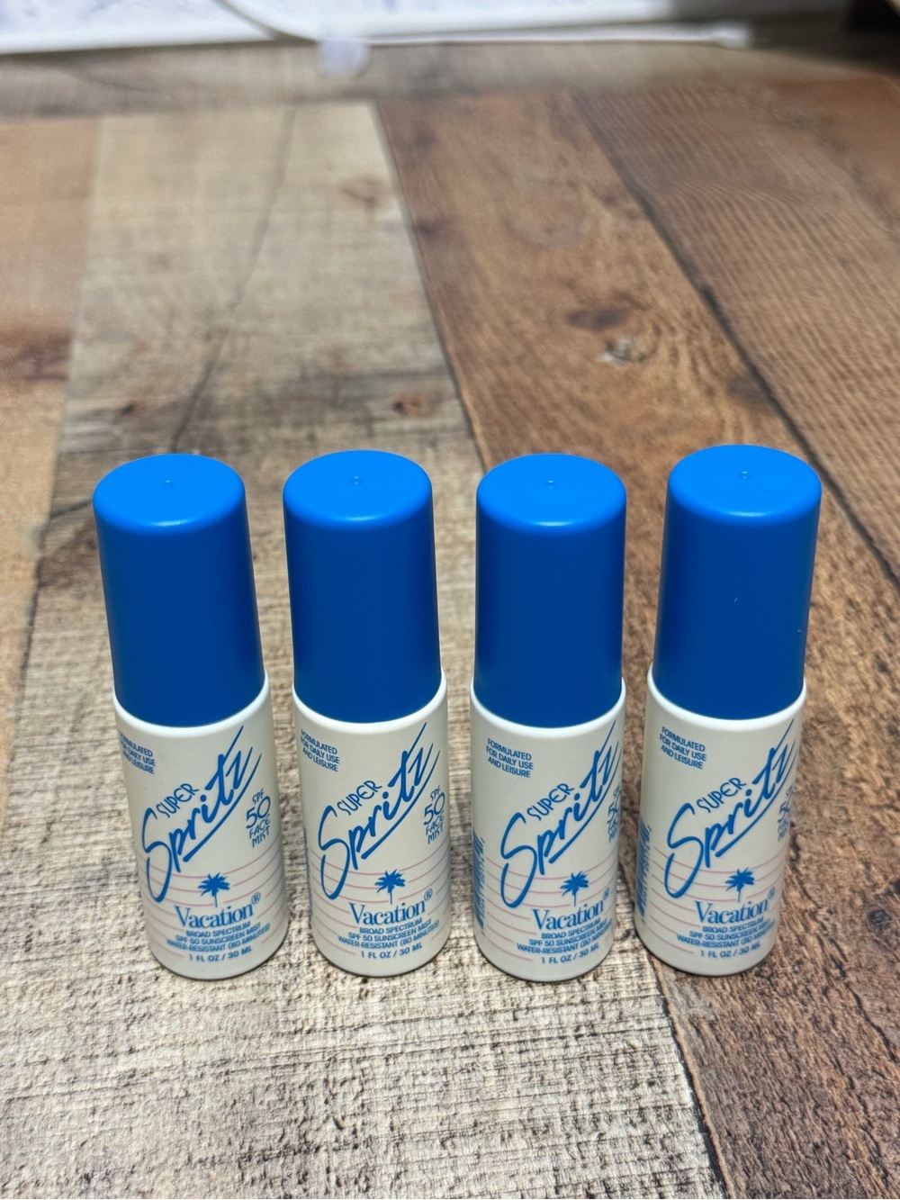 Vacation Super Spritz SPF 50 Face Mist Sunscreen Mini Travel Size 1 fl oz 4 Pack